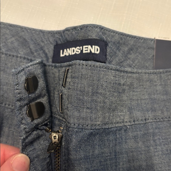 Lands End  Chambray Mid Rise Bermuda Shorts  9” SZ 18 100% Cotton Casual NWT - Picture 7 of 11